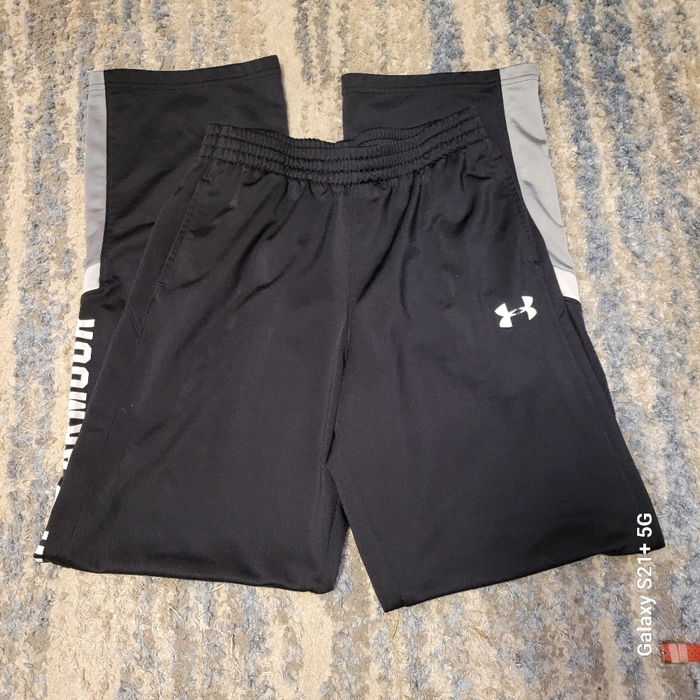 Under Armour Kids Black and Gray Athletic Pants Size YXL
